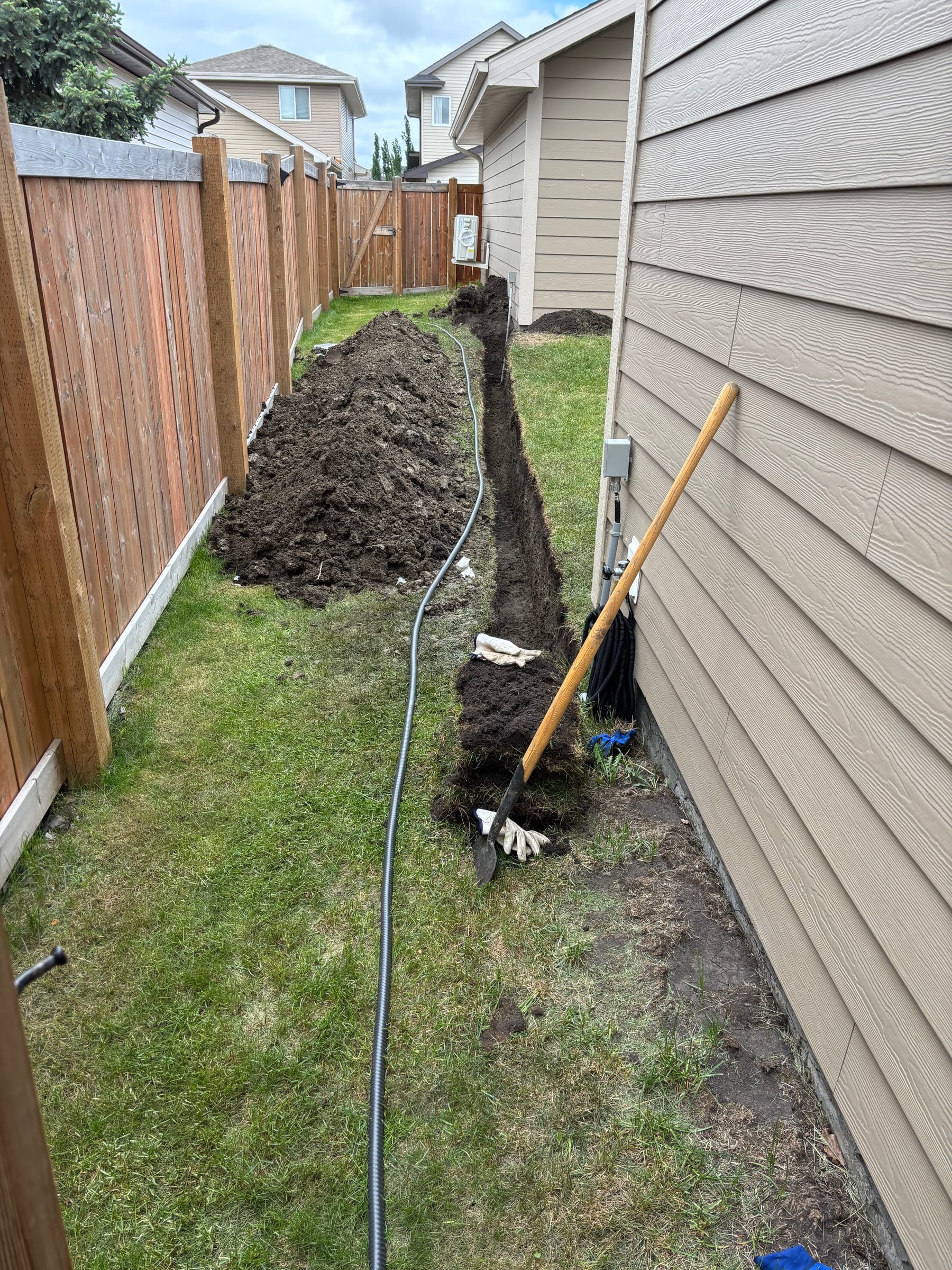 Underground service trenching and conduit run by Call Paul Contracting in Edmonton